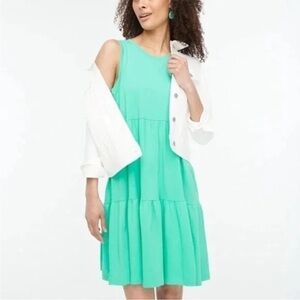 J. Crew Factory | Green Sleeveless Knit Tiered Mini Dress